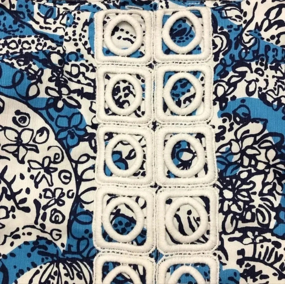 Lilly Pulitzer Marigold Skort Ariel Blue Hippy Shake White Lace Mini - Picture 6 of 10